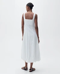Mango Women's Puffed Hem Embroidered Dress