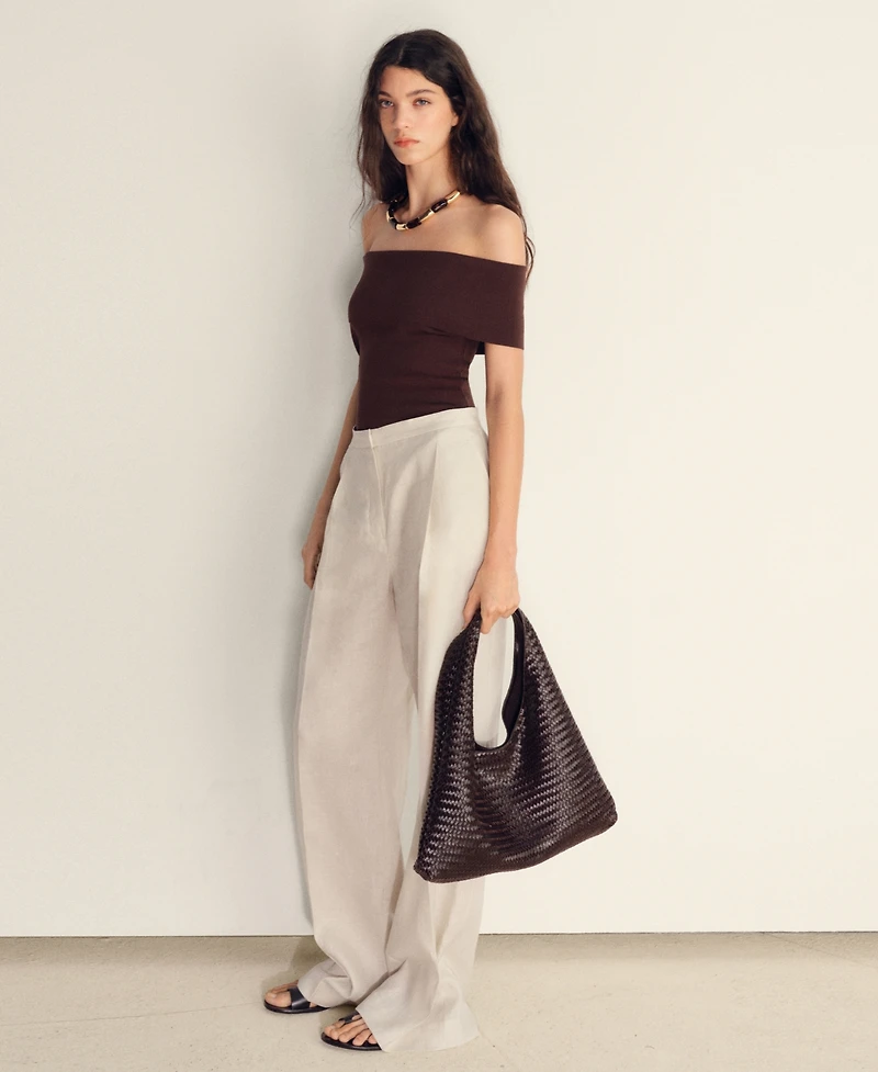 Mango Women's Pleated Linen Pants