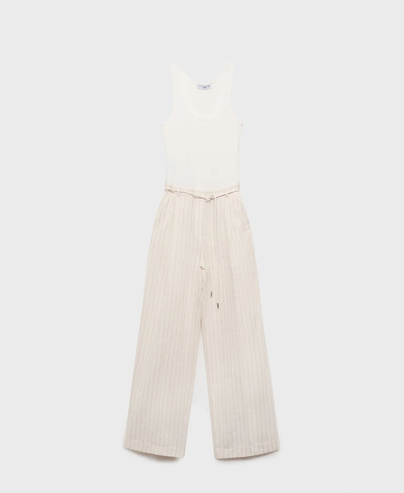 Mango Women's Striped Combined Knitted Jumpsuit