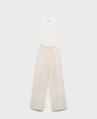 Mango Women's Striped Combined Knitted Jumpsuit