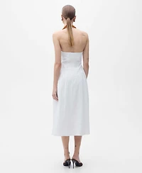 Mango Women's Halter Neck Cotton Midi Dress
