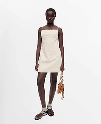 Mango Women's Frayed Neckline Cotton Dress