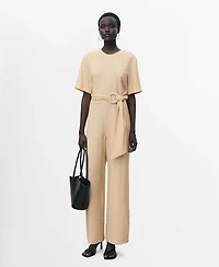 Mango Women's Straight-Fit Short-Sleeved Jumpsuit