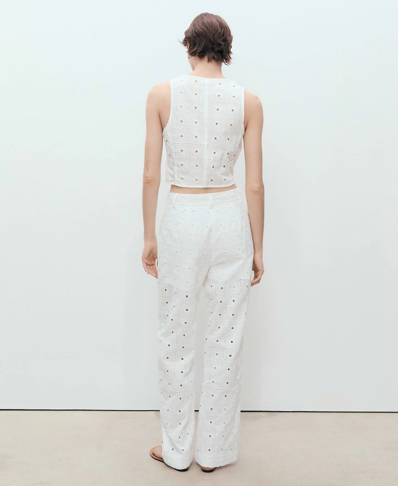 Mango Women's Bows Detail Embroidered Cotton Vest