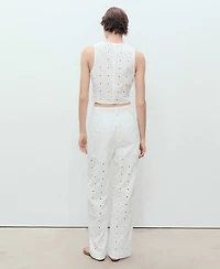 Mango Women's Bows Detail Embroidered Cotton Vest