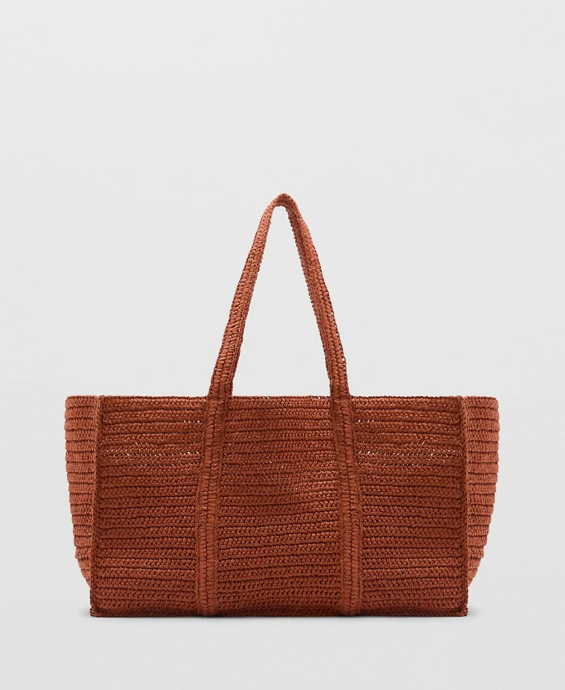 Mango Women's Natural Fiber Double-Handle Shopping Bag