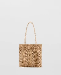 Mango Women's Metal Rings Natural Fiber Bag