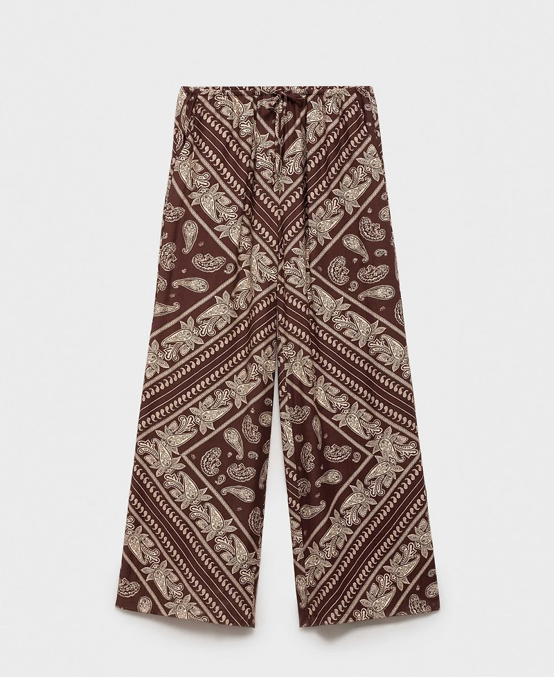 Mango Women's Wide Leg Paisley Pants