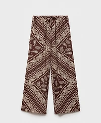 Mango Women's Wide Leg Paisley Pants