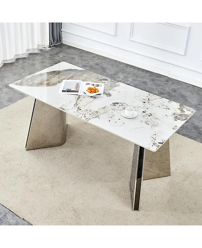 Streamdale Pandora Patterned Dining Table with Butterfly Legs (63"x31.5x30")