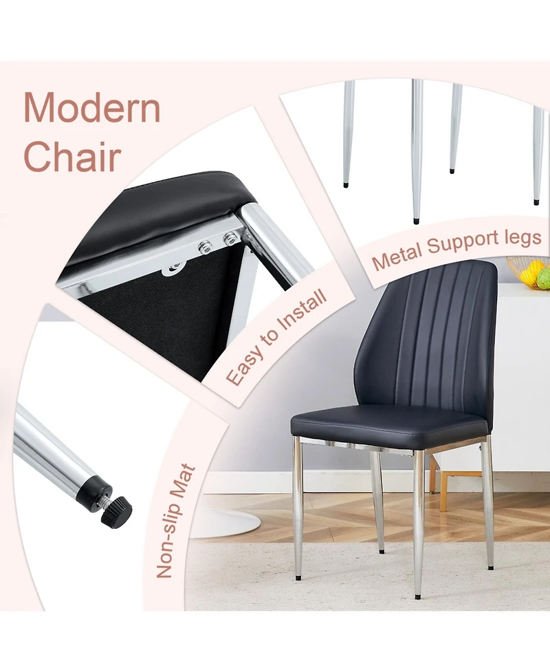Streamdale Black Pu Comfort Dining Chairs (Set of 8)