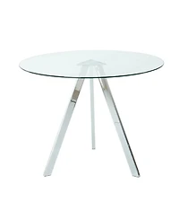 Streamdale Modern Glass Dining Table with Electroplated Metal Legs
