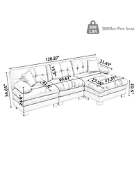 Streamdale L-Shaped Sectional Sofa Sleeper Couch - Gray