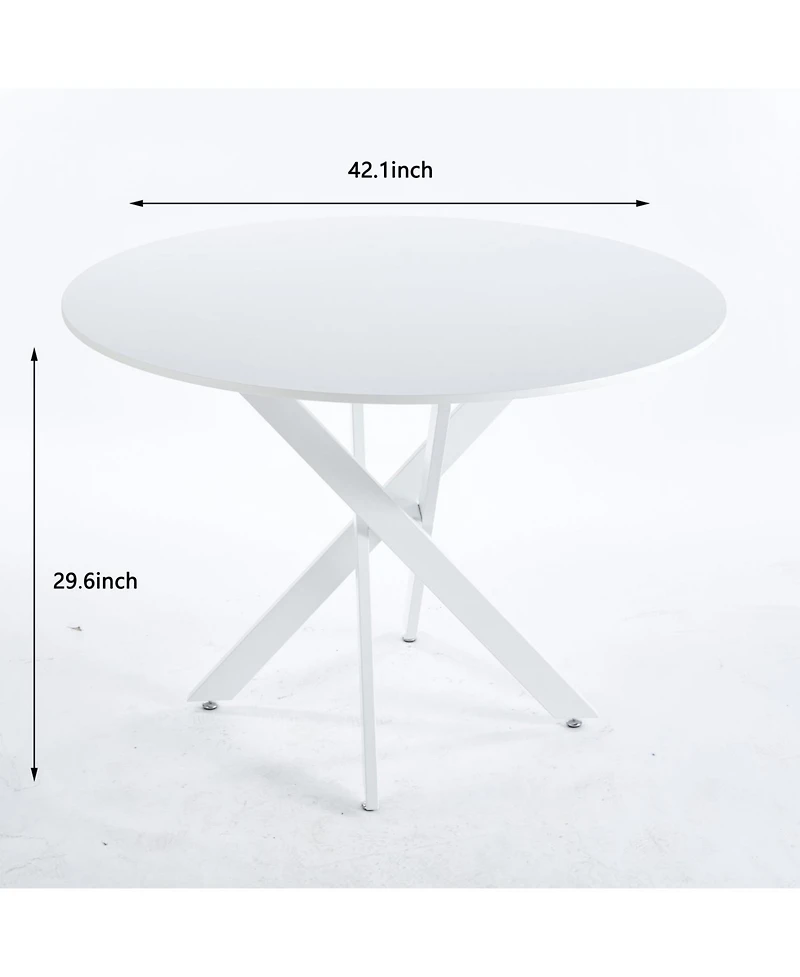 Streamdale 42" Mid-Century Dining Table with Round Mdf Top and Pedestal Base