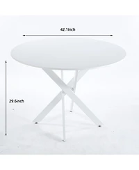 Streamdale 42" Mid-Century Dining Table with Round Mdf Top and Pedestal Base
