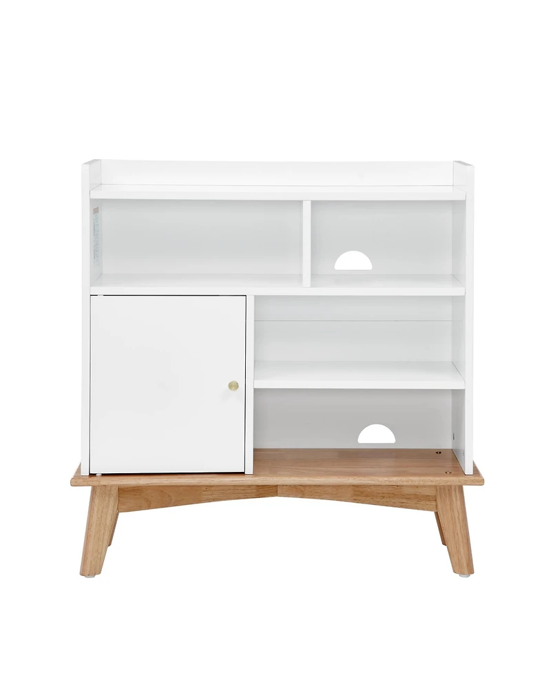 Streamdale Colorblock Storage Cabinet with Wood Base, Floor Cabinet for Home and Office