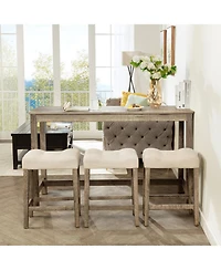 Streamdale Bar Table Set with 3 Stools & Power Outlet - Brown