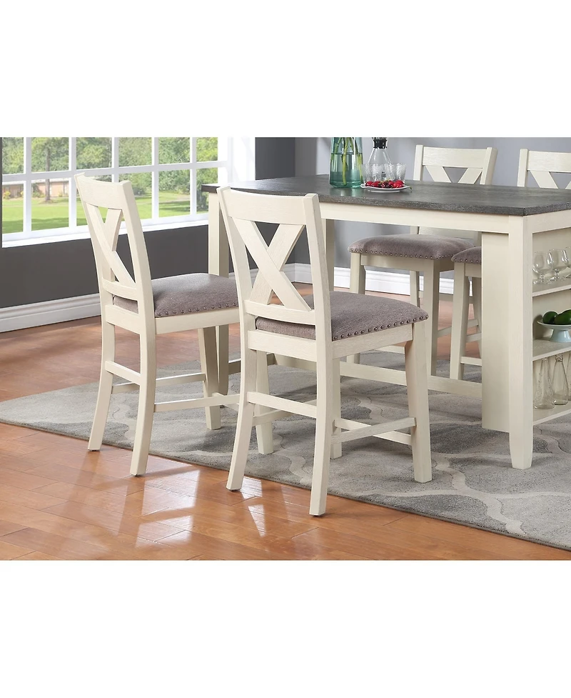 Streamdale Set of 2 Modern Counter Height Wooden Chairs
