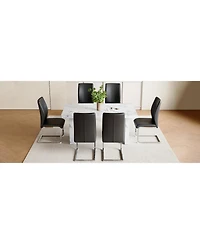 White Marble Table & Black Pu Chairs