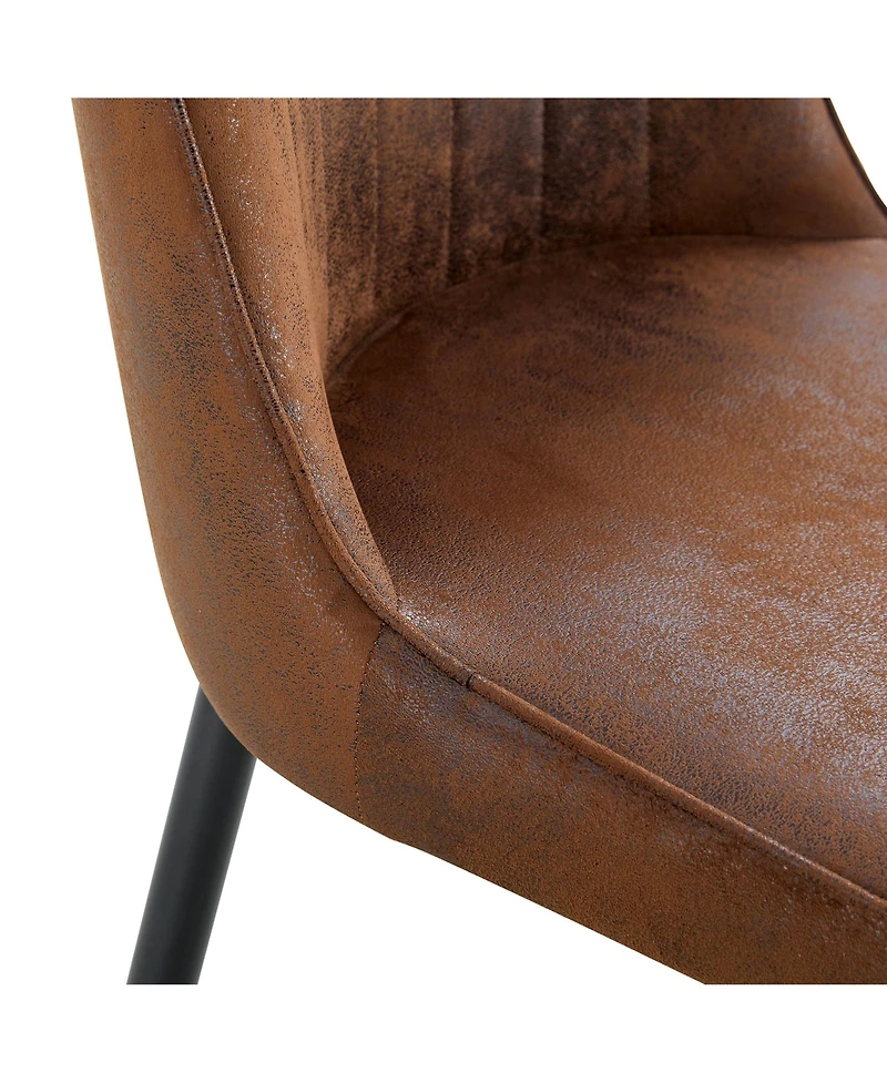 Streamdale 8-Piece Brown Velvet Dining Chair Set with Black Metal Legs