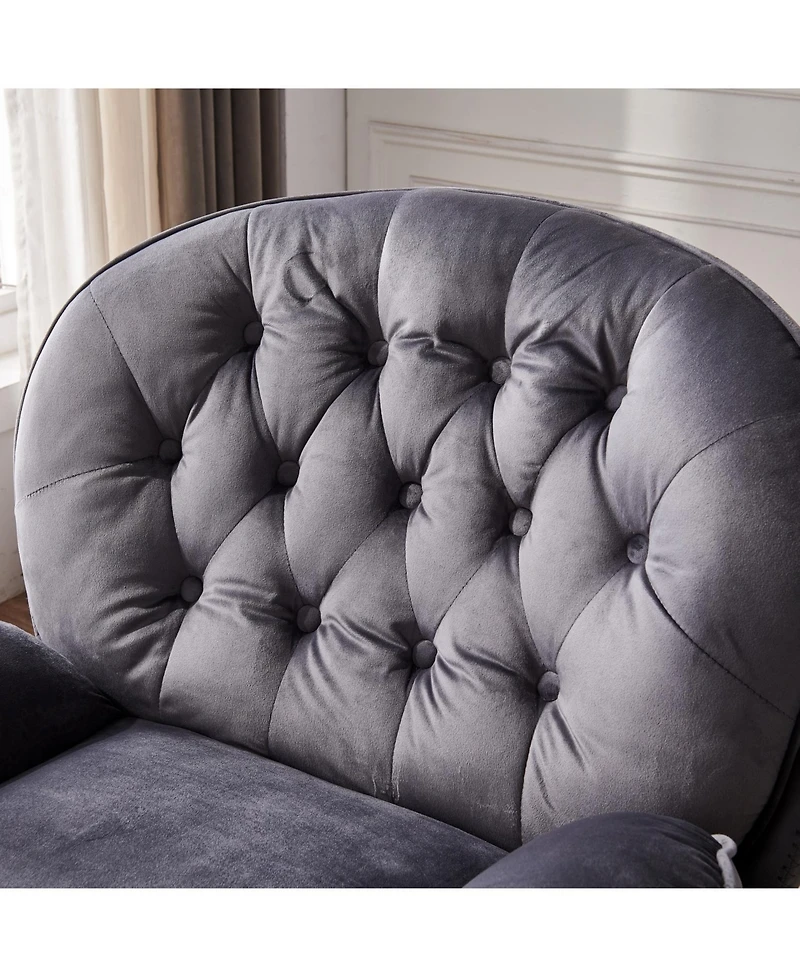 Streamdale Swivel Leisure chair lounge chair velvet Grey color with ottoman