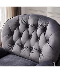 Streamdale Swivel Leisure chair lounge chair velvet Grey color with ottoman