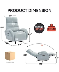 Blue Fabric Dual Motor 270 Swivel Power Recliner Chair With Heavy Duty Motion Mechanism, Usb and Type-c Charging Ports