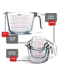 Borosilicate Glass Liquid Measuring Cups - Dishwasher, Microwave & Oven Safe