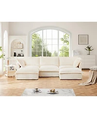 Streamdale U-Shape Slipcovered Sectional Sofa with French Edges and Cloud-Like Comfort