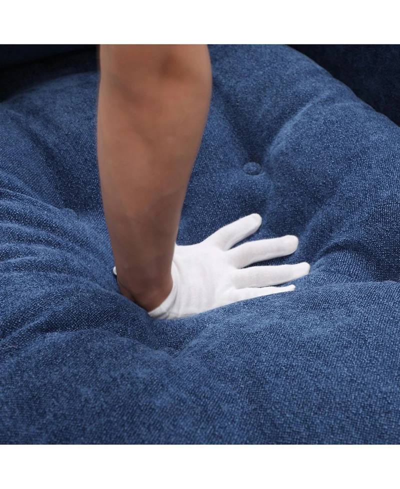 Streamdale 55" Blue Chaise Lounge with Armrest and Pillow