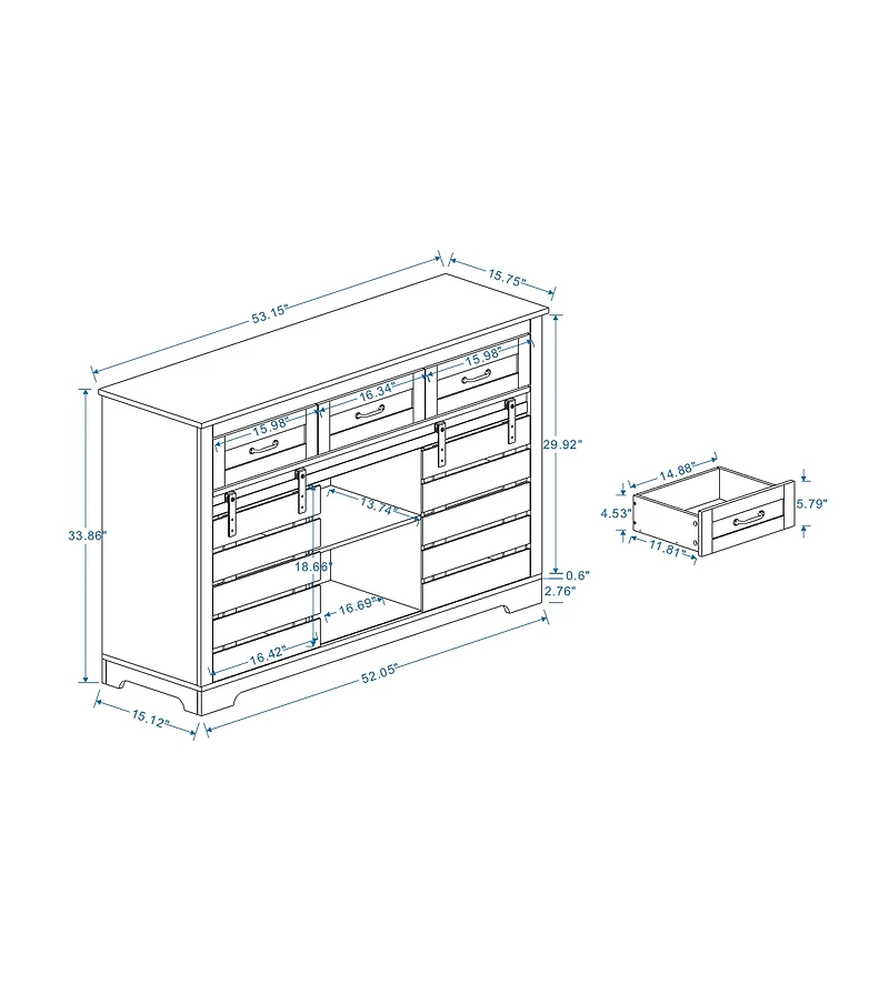 Streamdale 53" Farmhouse Buffet Cabinet with Sliding Barn Doors and Drawers