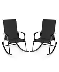Gouun 2 Pieces Outdoor Rocking Chairs with Breathable Backrest