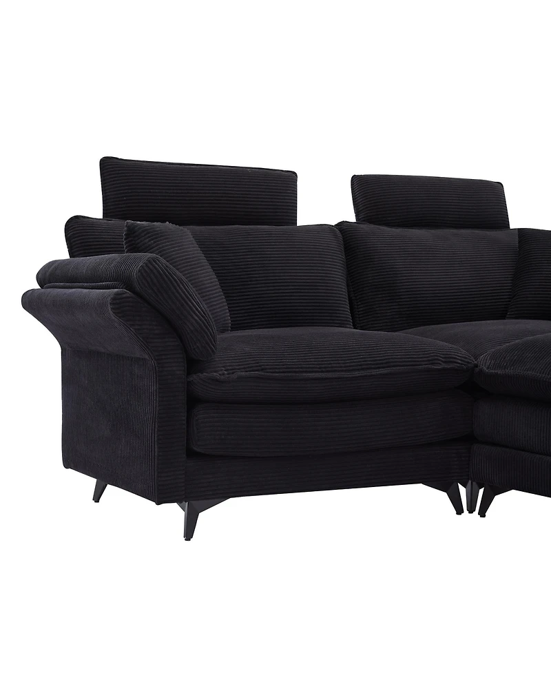 Streamdale Cloud Comfort Sectional Sofa with Ottomans (85.8", Black