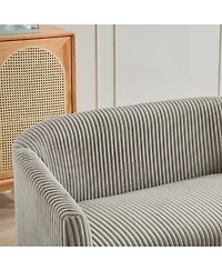 Streamdale Modern Corduroy Loveseat Sofa, 2-Seat with Walnut Legs