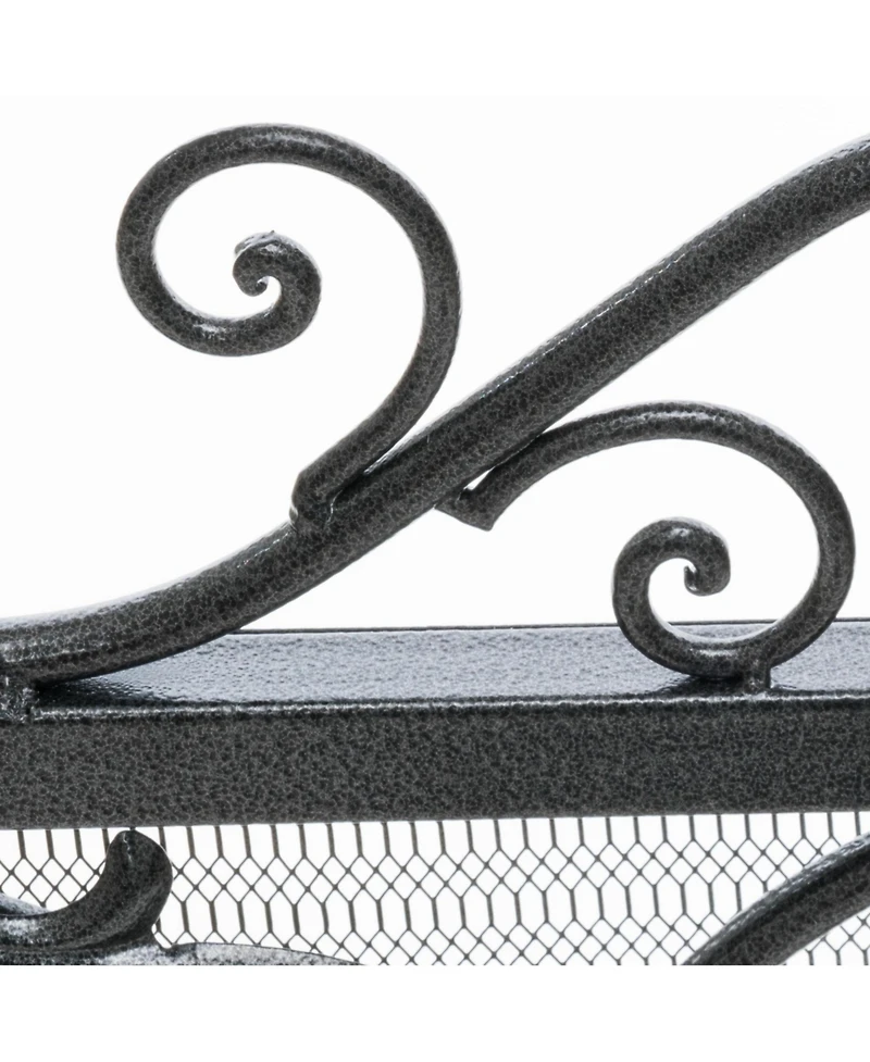 Streamdale Darcie Wrought Iron Fireplace Screen, Black Finish with Ornate Design