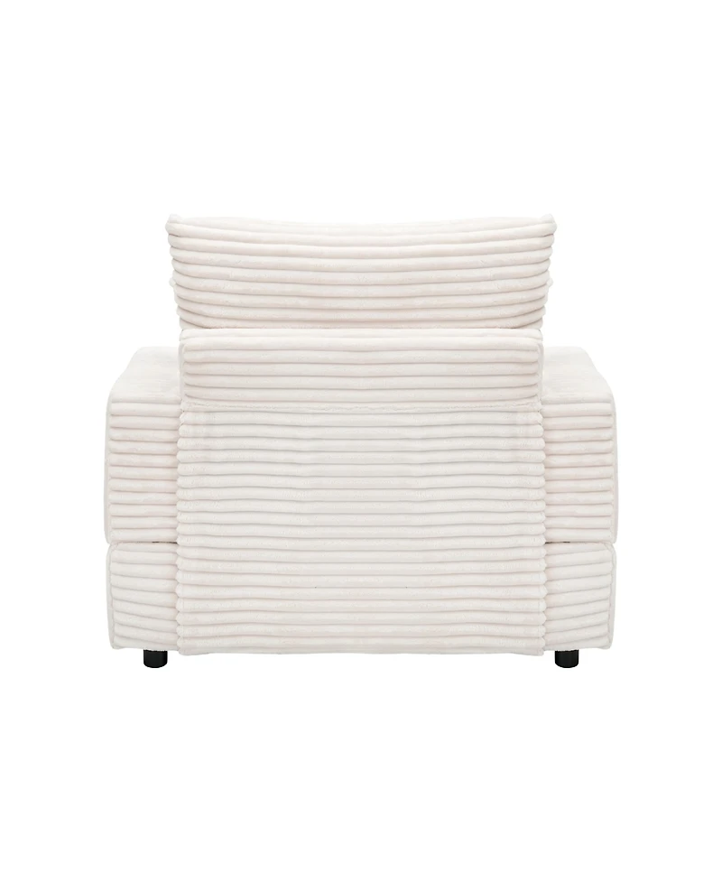 Streamdale Corduroy Armchair & Ottoman Set with Cup Holder