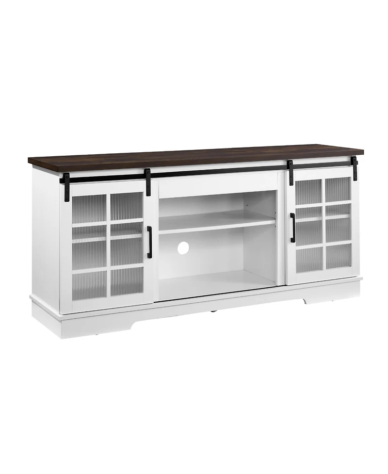 Streamdale Furniture Sliding Door Tv Cabinet with Glass Doors and Adjustable Shelves, 59"W x 15.9"D x 27.8"H