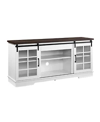 Streamdale Furniture Sliding Door Tv Cabinet with Glass Doors and Adjustable Shelves, 59"W x 15.9"D x 27.8"H