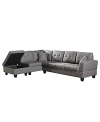 Streamdale Fabric left Chaise Living Room Sofa Set with Storage Ottoman