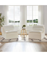 Armless Floor Chair with Backrest, Single Sofa Lounger, Living Room, Bedroom, Office