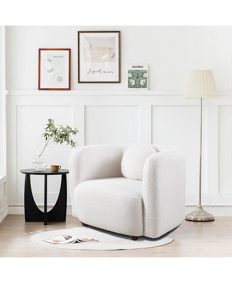 Streamdale Boucle Fabric Accent Sofa Chair, Japandi Style Armchair