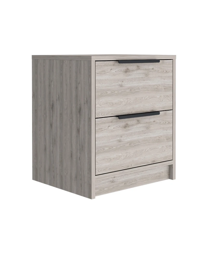 Two Drawer Faux Wood Nightstand for Lamps Books and Bedroom Organization