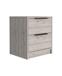 Two Drawer Faux Wood Nightstand for Lamps Books and Bedroom Organization