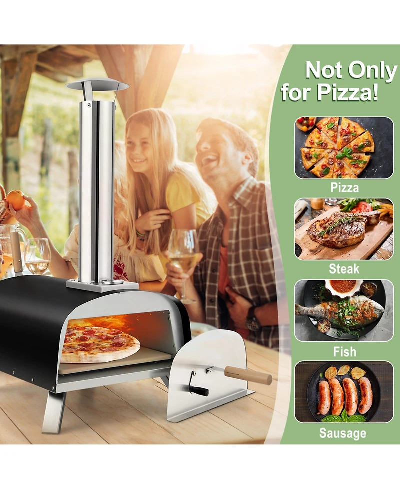 Portable Multi-Fuel Pizza Oven with Pizza Stone and Pizza Peel