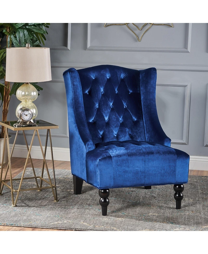 Streamdale Contemporary Wingback Chair with Diamond Stitching and Birch Wood Legs