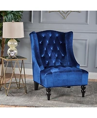Streamdale Contemporary Wingback Chair with Diamond Stitching and Birch Wood Legs