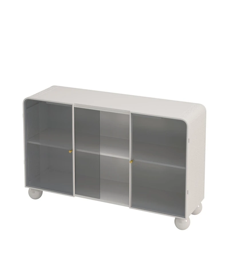 Streamdale Glass Storage Cabinet, Floor-to-Ceiling (White)