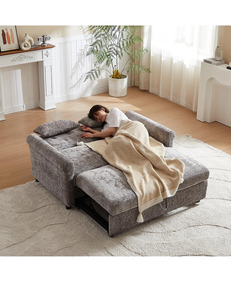 Streamdale 58" Chenille 3-in-1 Loveseat Sofa Bed Sleeper with Pillows