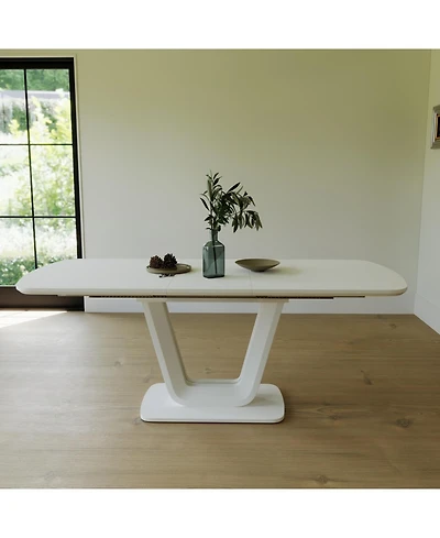 Streamdale Expandable White Dining Table, U-Legs, Home/Office