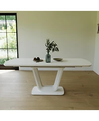 Streamdale Expandable White Dining Table, U-Legs, Home/Office